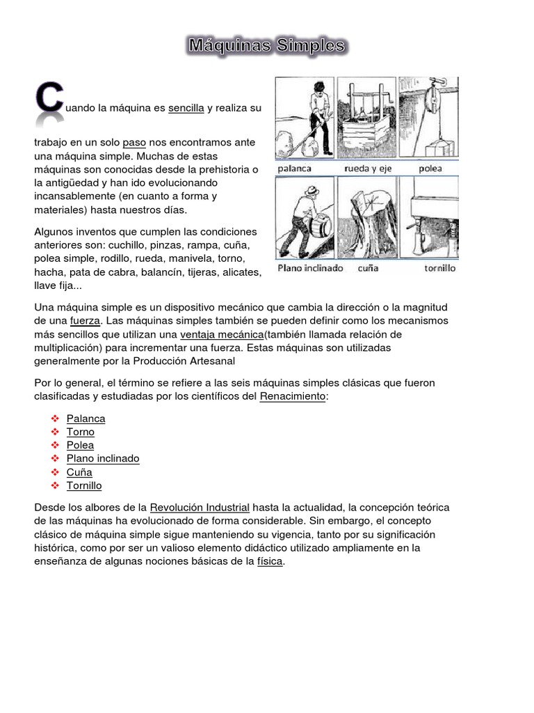 Máquinas Simples Pdf Palanca Tornillo