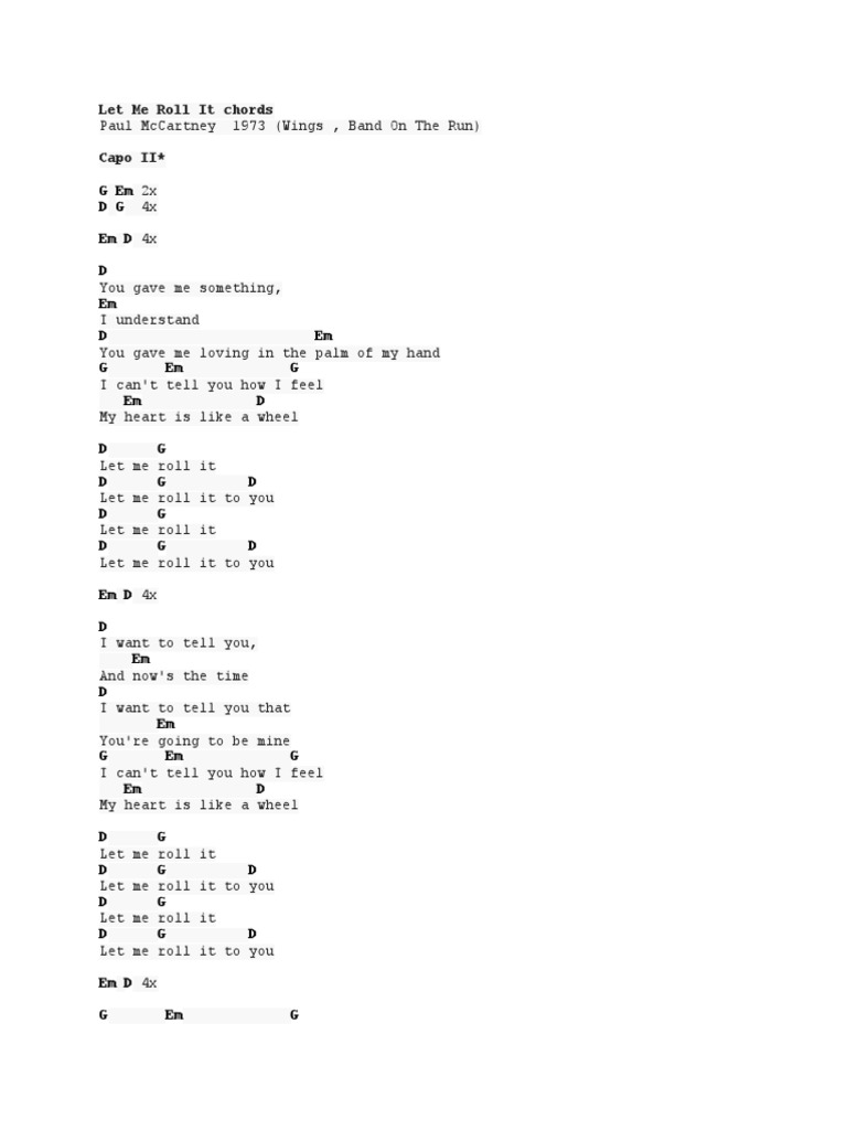 Let Me Roll It Chords - Paul McCartney | PDF | British Rock Songs