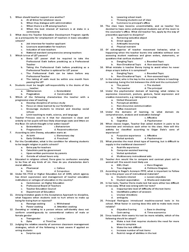 LET Reviewer 2025: Key Concepts | PDF | Teachers | Educational Assessment
