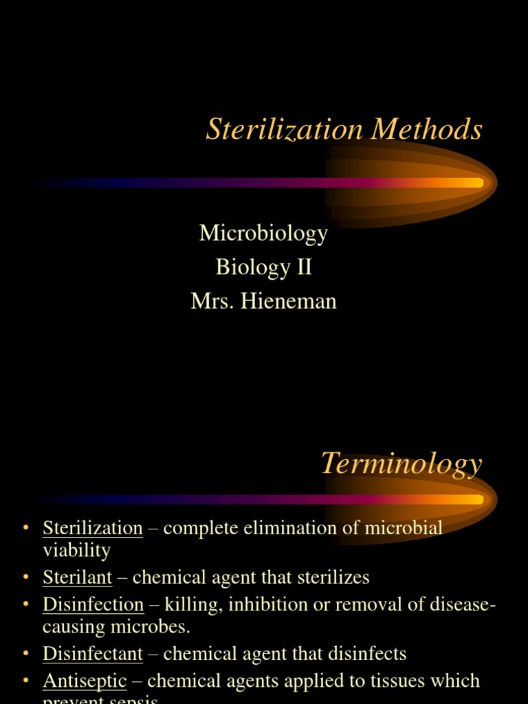 Sterilization Methods in Microbiology | PDF