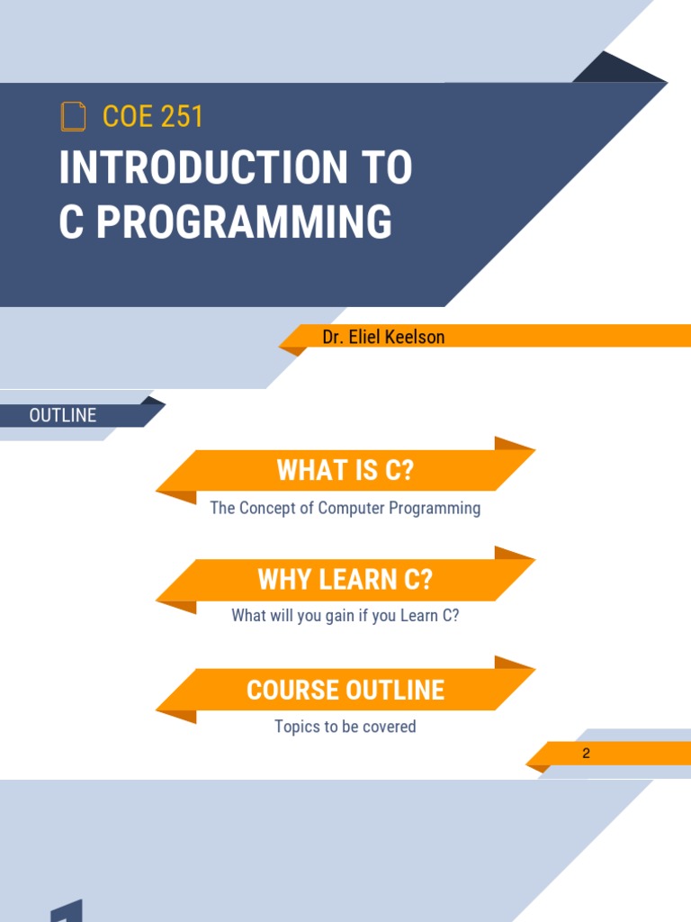 Introduction To C Programming: Dr. Eliel Keelson | PDF | Programming ...