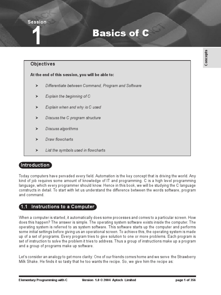 Elementary Programming With C - Theory PDF | PDF | C (Programming ...