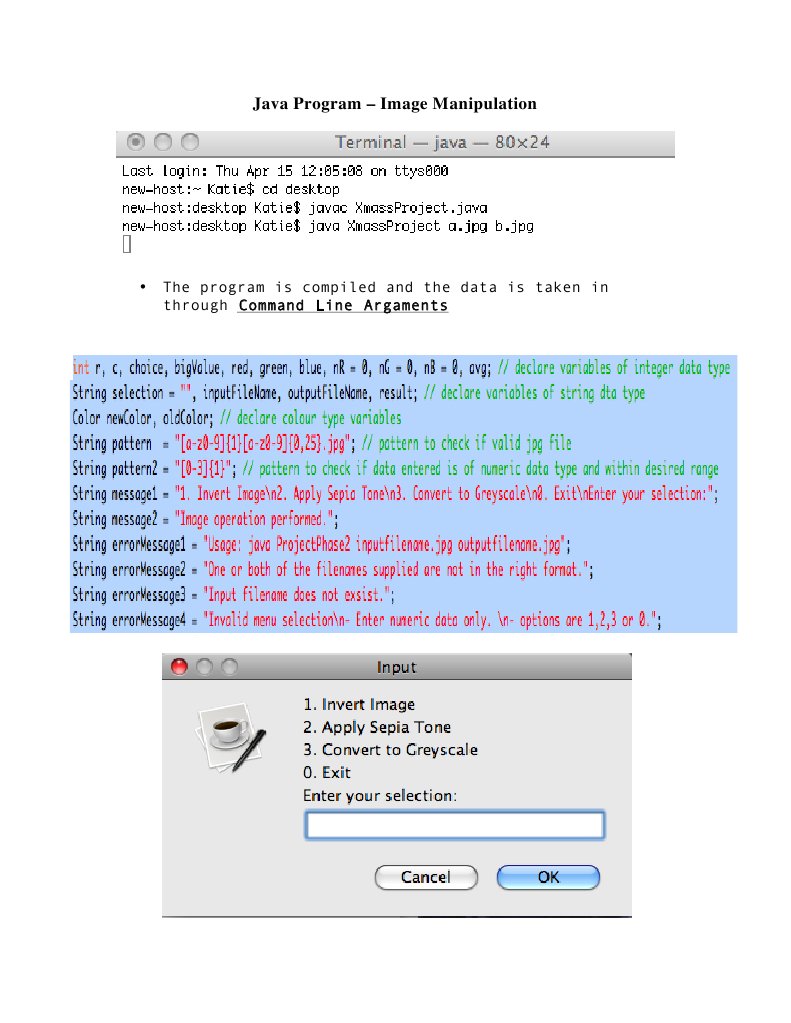 Java Image Manipulation Program Guide | PDF