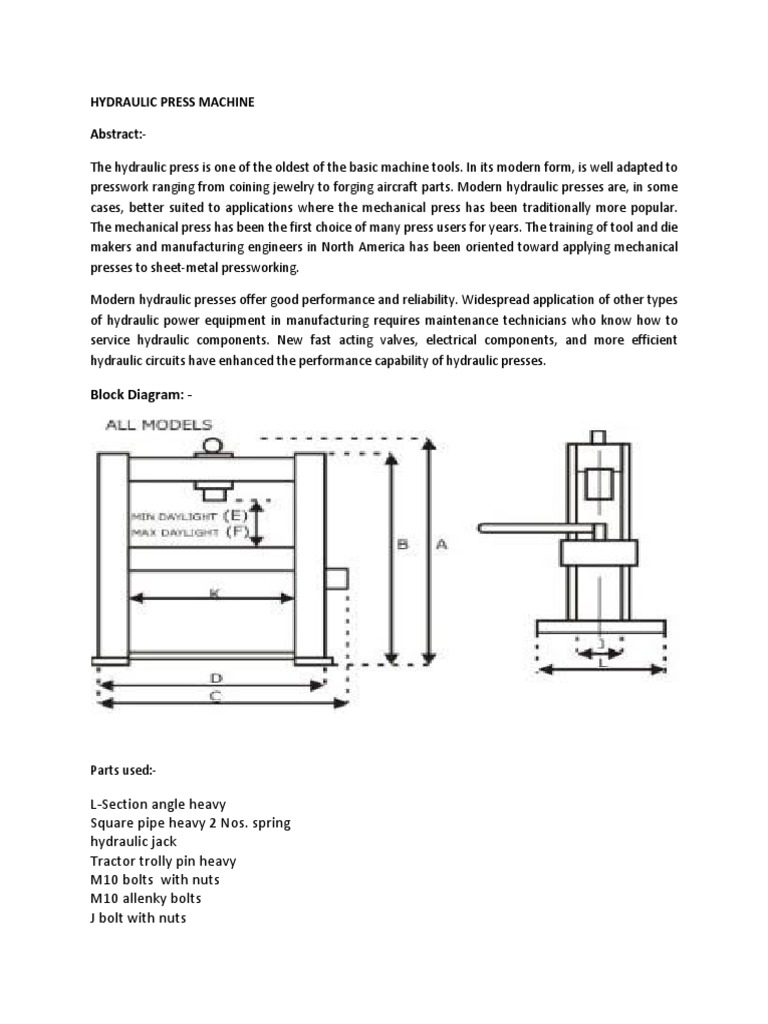 Hydraulic Press Machine Components Overview | PDF