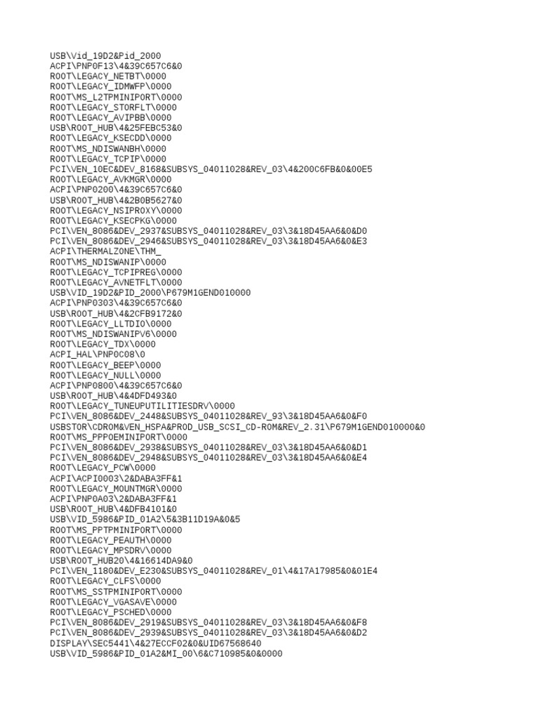 Device Driver Identifiers | PDF | Physical Layer Protocols | Computer ...