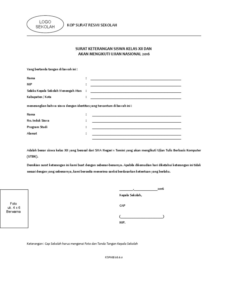 Surat Keterangan Siswa Kelas Xii Pdf