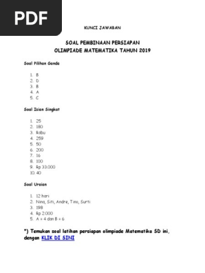 Kunci Jawaban Soal Olimpiade Matematika Sd Level Mudah Pdf