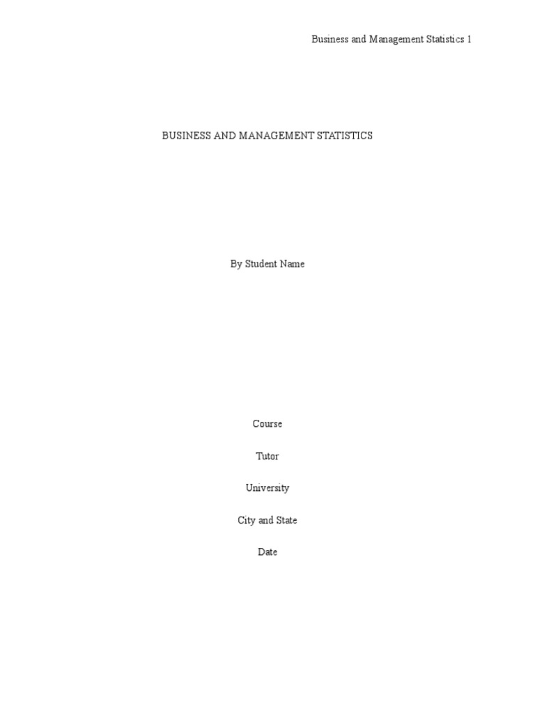 Business and Management Statistics - Edited | PDF | Coefficient Of ...