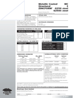 Metallic Coated MC Structural S Zincform G250 Steel G250S Steel