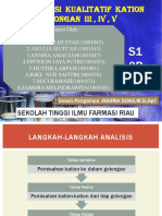 Identifikasi Kualitatif Kation Golongan Iii, Iv, V: Sekolah Tinggi Ilmu Farmasi Riau