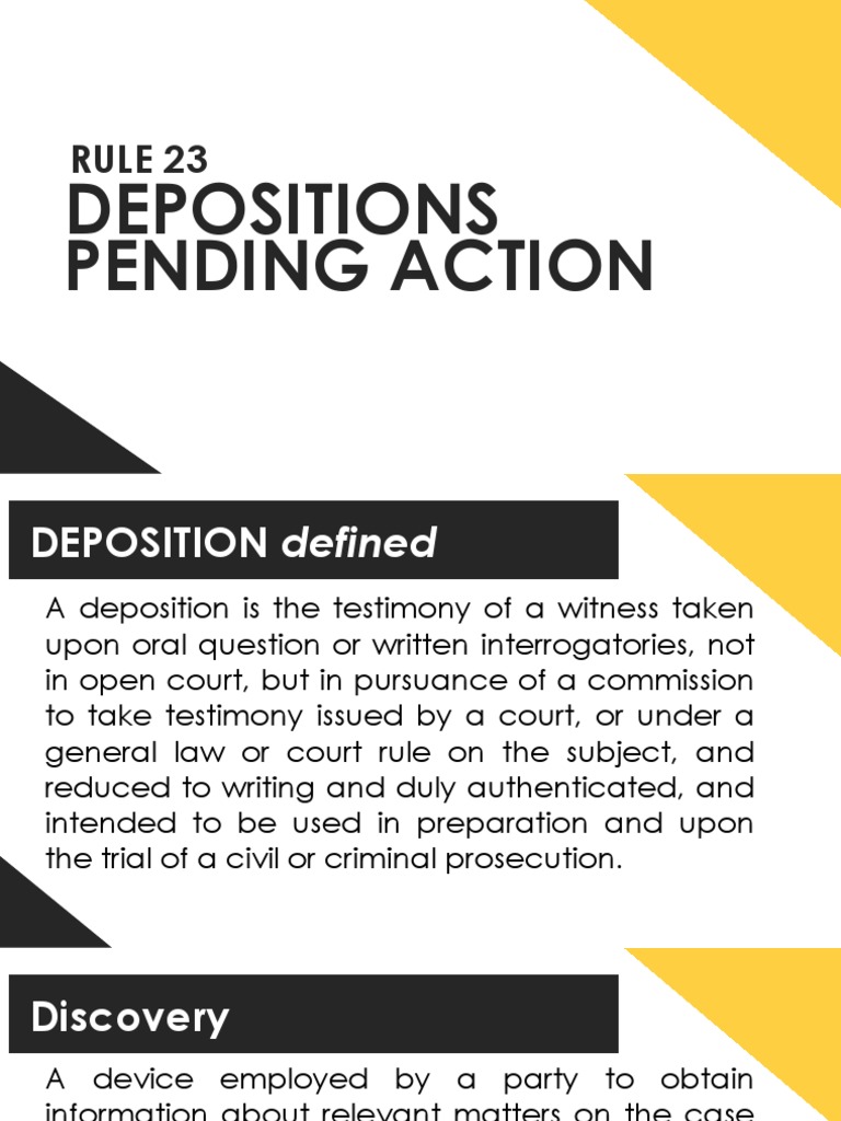 Rule 23: Taking and Using Depositions | PDF | Deposition (Law ...