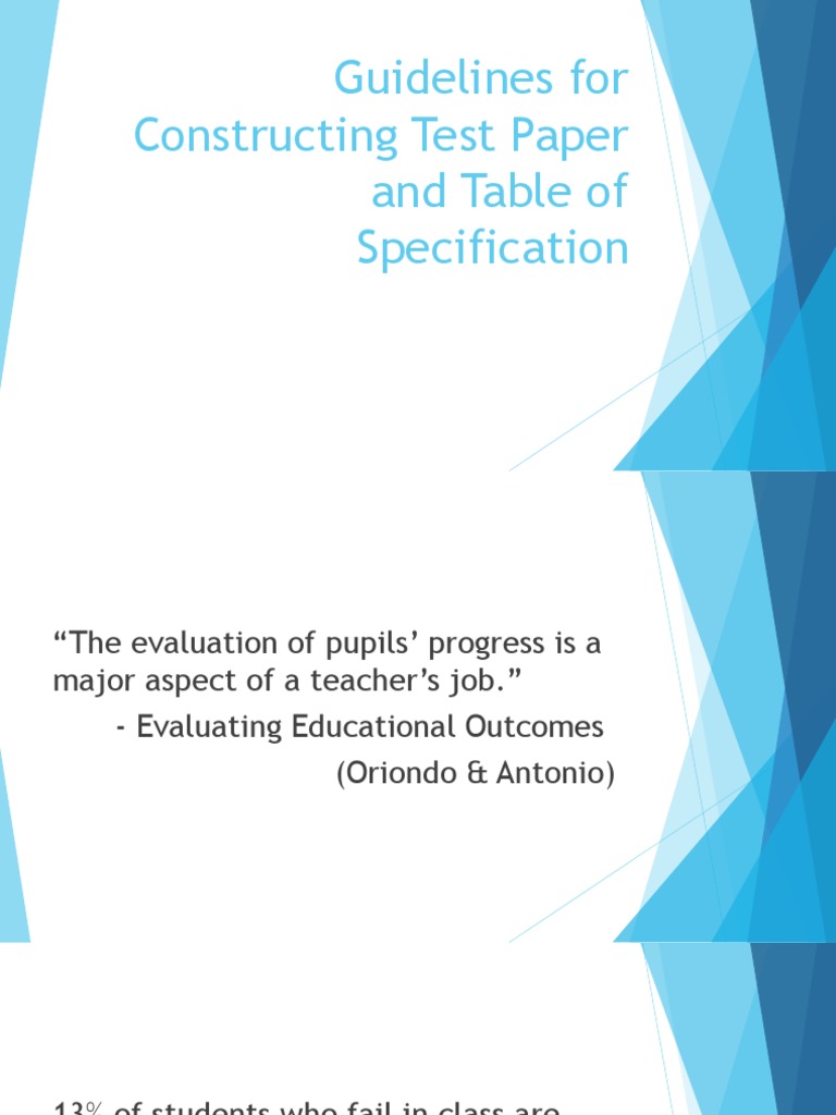 Guidelines For Constructing Test Paper and Table of Specification | PDF ...