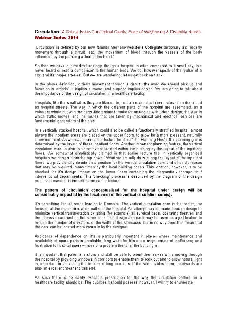 Hospital Circulation Design for Accessibility | PDF | Wheelchair ...