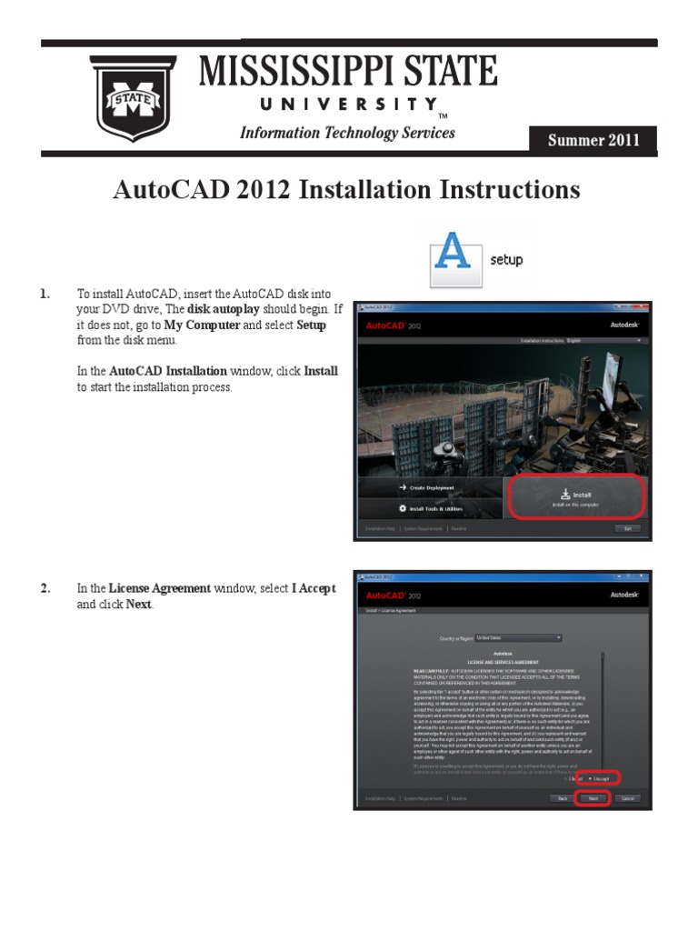 Autocad 2012 Installation Instructions: Information Technology Services ...