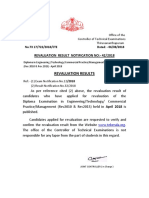 Revaluation Results: Revaluation Result Notification No:-42/2018