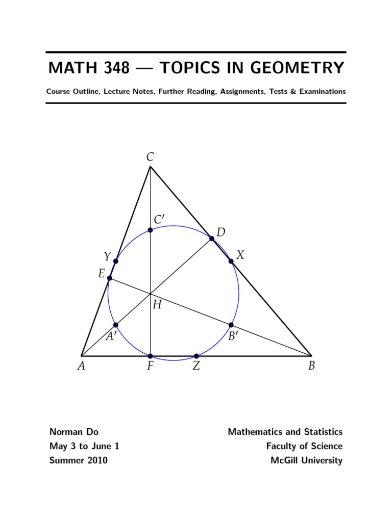 Math 348 - Topics in Geometry: Course Outline, Lecture Notes, Further ...