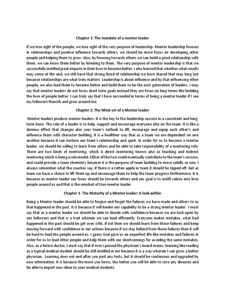 Mentor Leadership Essentials | PDF | Mentorship | Social Psychology