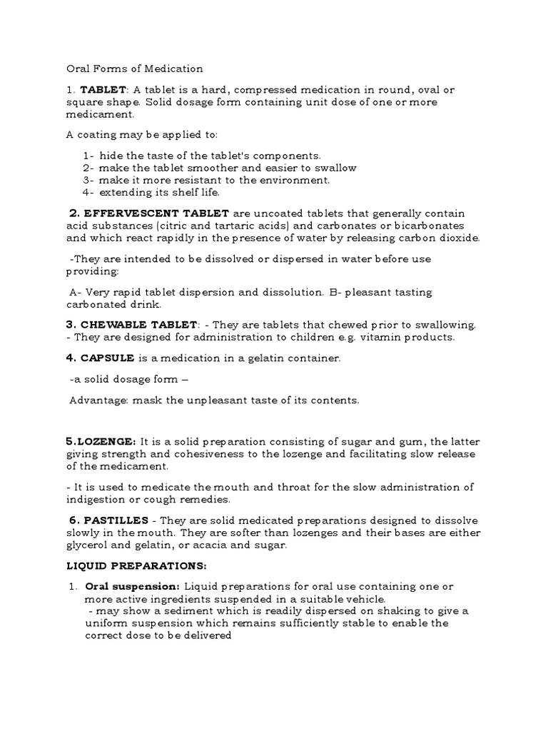 Types of Oral and Topical Medications | PDF | Injection (Medicine ...