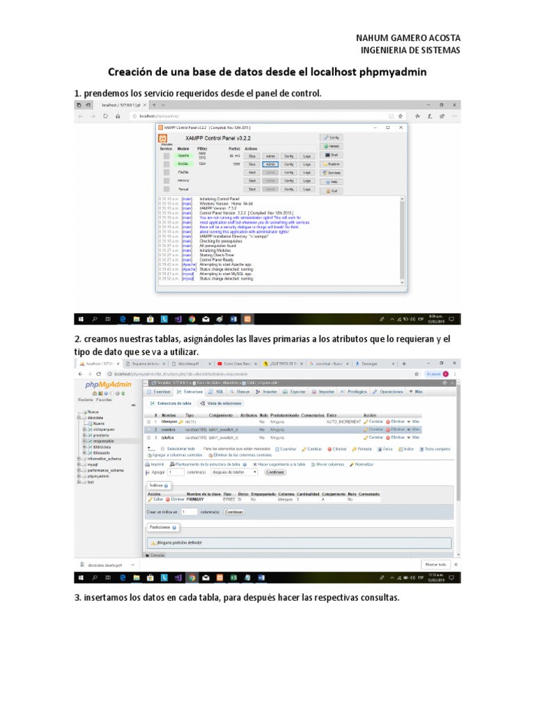 Creación de Base de Datos en PHPMyAdmin | PDF | Bases de datos ...