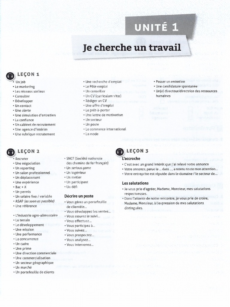 Cahier D Activite Niveau A2 Unite 1