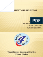 Recruitment and Selection: Presented By: Shubhangi Srivastava M.B.A - (3 Sem) Human Resource