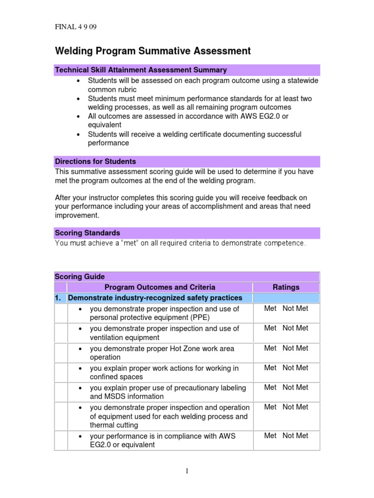Welding Rubric PDF Welding Construction