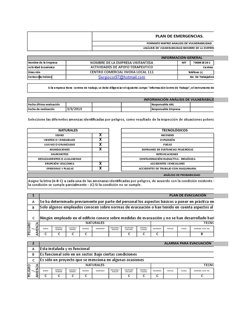 Plan de Emergencias y Vulnerabilidad | PDF | Peligros | Desastres y ...