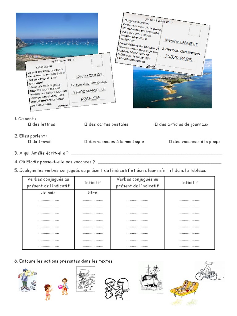 Comprehension Et Expression Ecrite Carte Postale Exercice Grammatical Docx