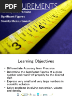 Accuracy and Precision Significant Figures Density Measurements