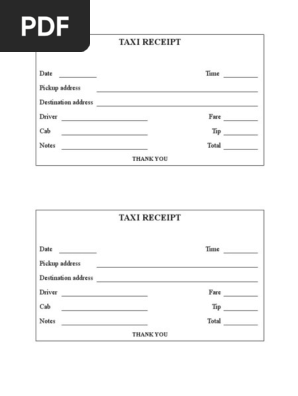 Blank Taxi Receipt Template
