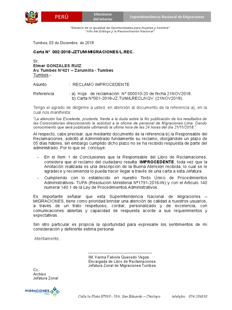 CARTAS DE RESPUESTA LIBRO DE RECLAMACIONES (1).doc Perú Moralidad