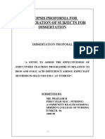 Synopsis Proforma For Registeration of Subjects For Dissertation