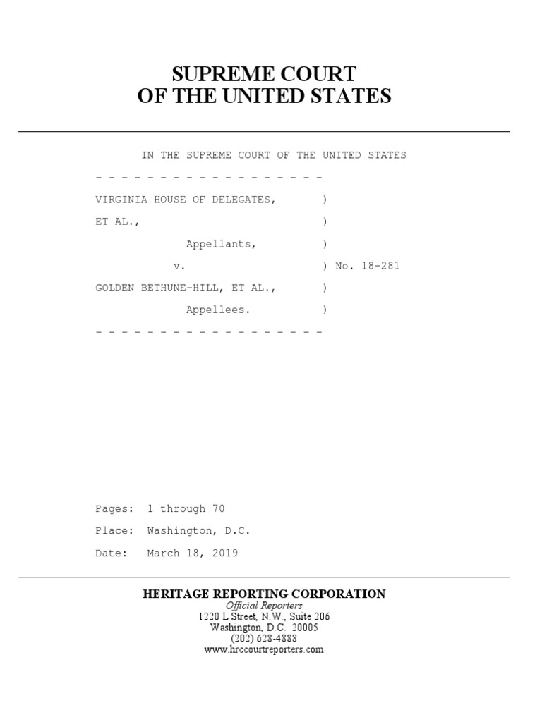Bethune Hill Transcript | PDF | Appeal | United States House Of ...