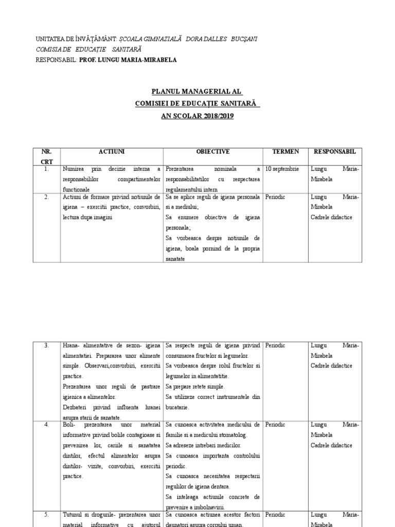 Plan Managerial Sanitara
