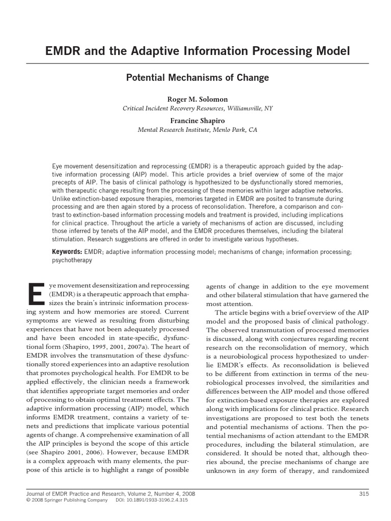 EMDR and The Adaptive Information Processing Model PDF | PDF | Eye ...