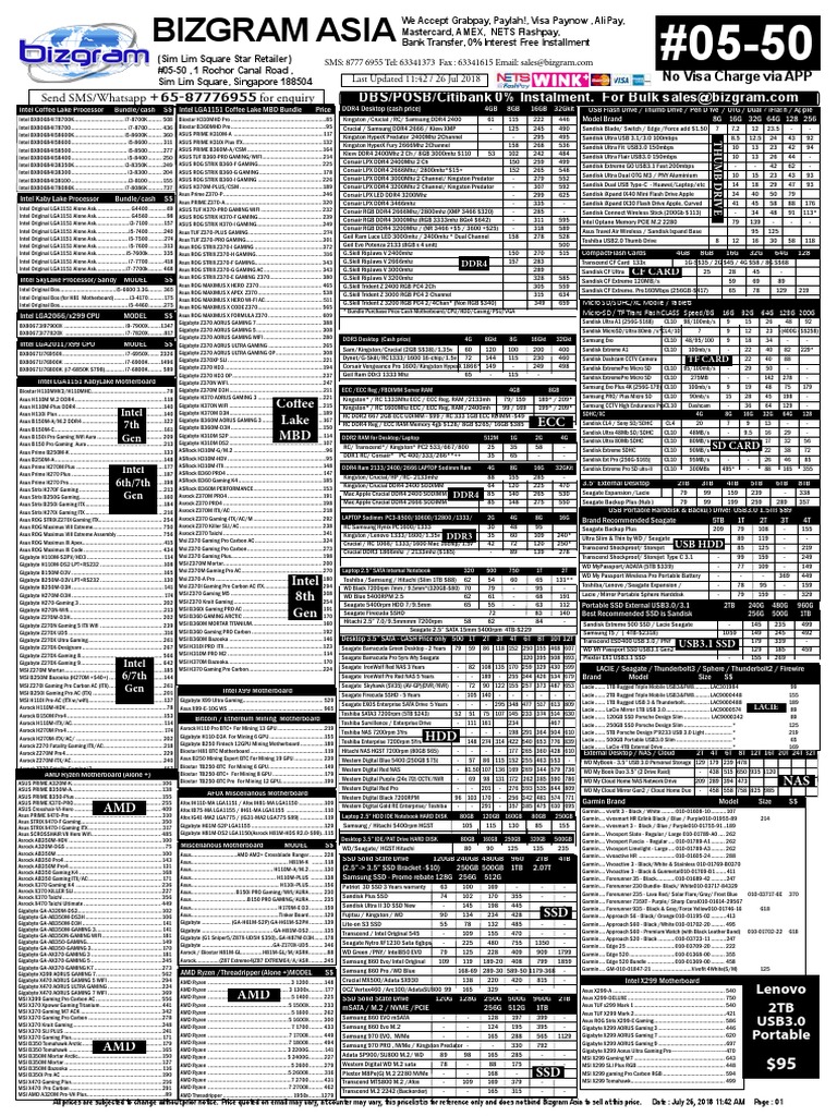 Intel Core i7-6900K 3.2GHz CPU 専用 Bizgram Daily DIY Pricelist Month 03 | PDF | Secure Digital