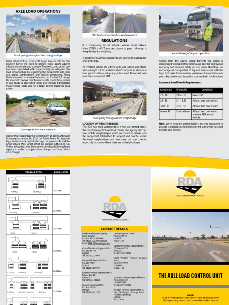 Axle Load Regulations in Zambia | PDF | Road | Truck