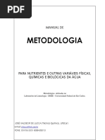 MANUAL DE METODOLOGIA PARA NUTRIENTES E OUTRAS VARIÁVEIS FÍSICAS, QUÍMICAS E BIOLÓGICAS DA ÁGUA