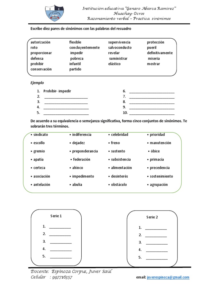 Practica de Sinonimos | PDF