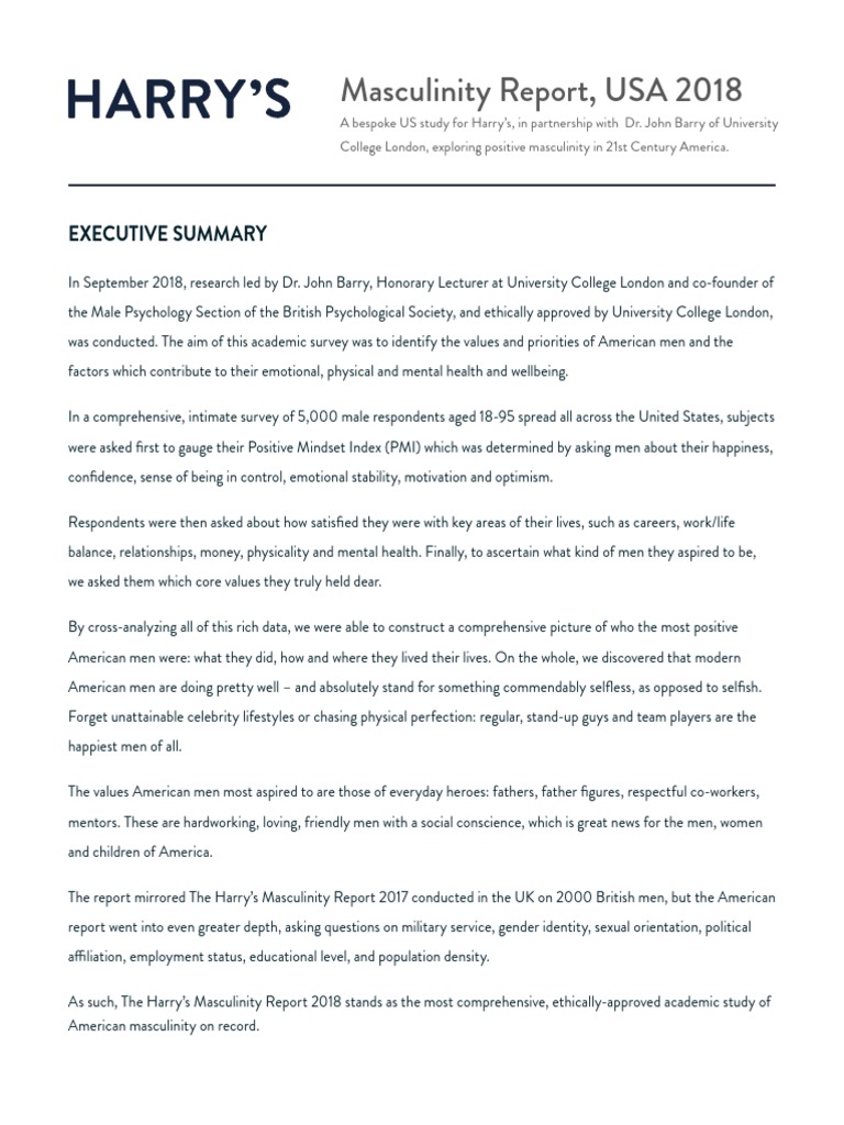 2018 US Masculinity Study Insights | PDF | Contentment | Job Satisfaction