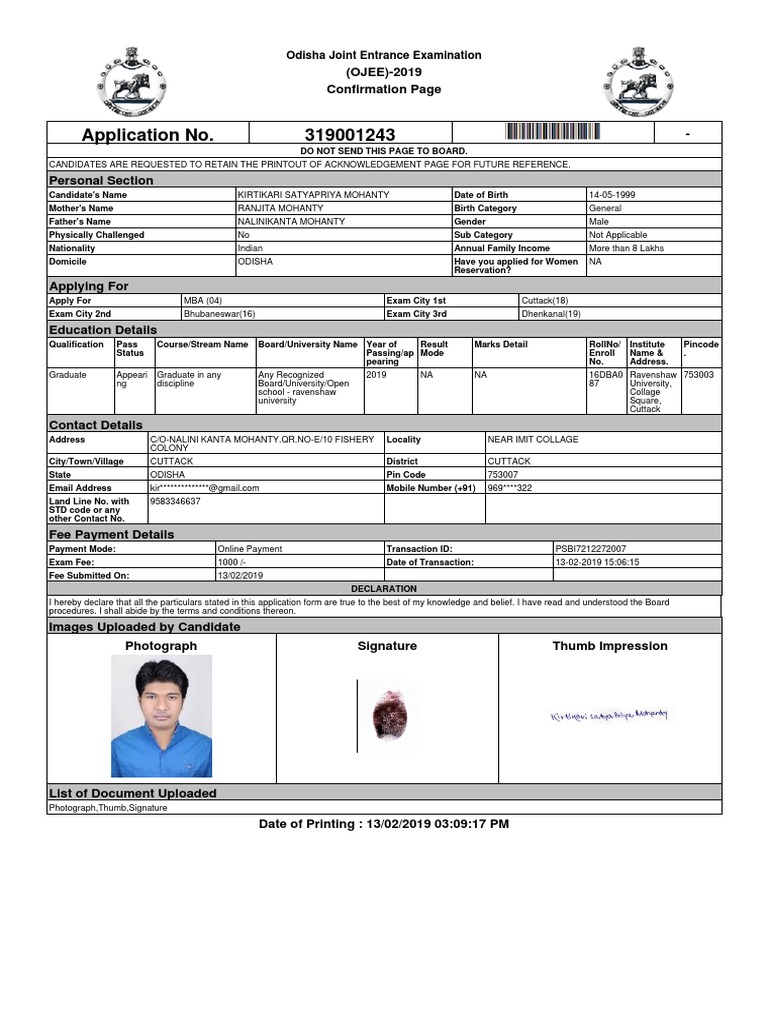 OJEE2019C ConfirmationPage | PDF | Business