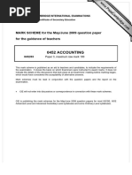 0452 Accounting: MARK SCHEME For The May/June 2009 Question Paper For The Guidance of Teachers