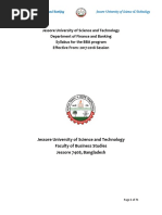 Jessore University of Science and Technology Department of Finance and Banking Syllabus For The BBA Program Effective From: 2017-2018 Session