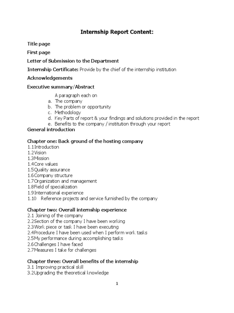 Internship Report Guidline1 | PDF | Cognition | Business
