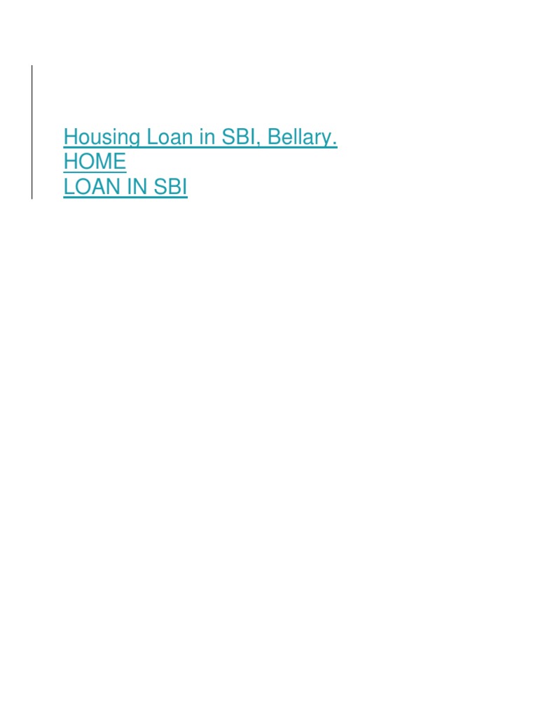 Housing Loan in SBI PDF Loans Mortgage Loan