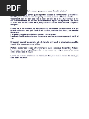 Le Texte Sur L Argent