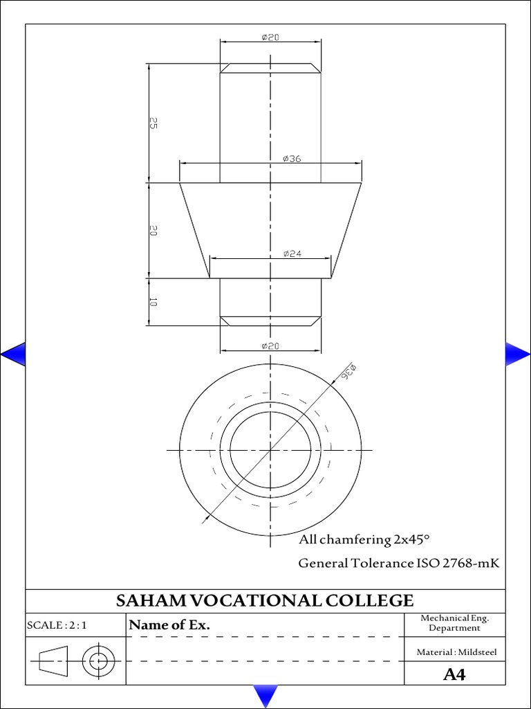 Chamfering 2x45° Tolerances ISO 2768 | PDF