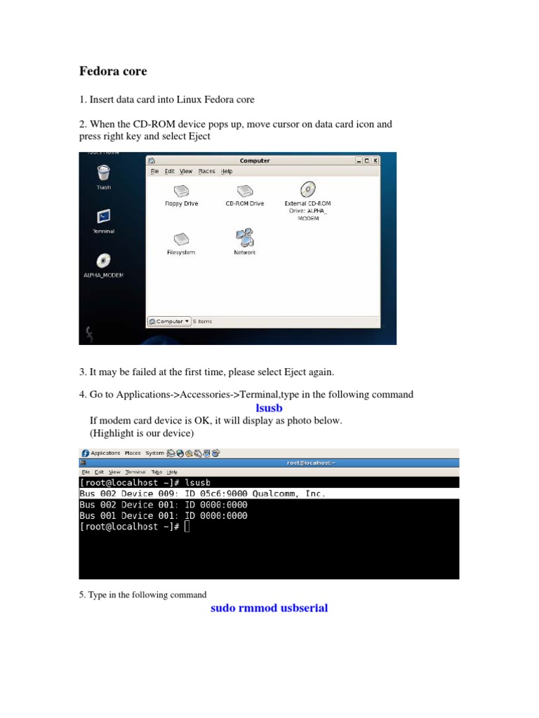 HSDPA Modem Setup for Fedora and Ubuntu | PDF | Modem | Telecommunications