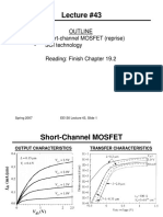 Lecture #43: Outline - Short-Channel MOSFET (Reprise) - SOI Technology Reading: Finish Chapter 19.2