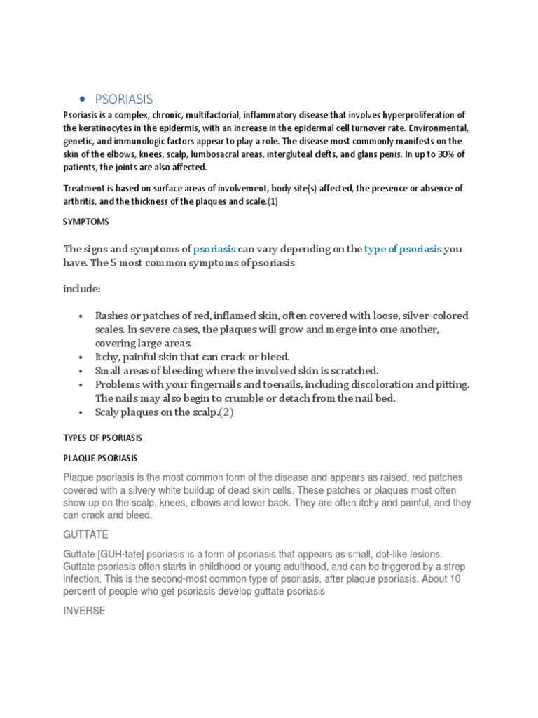 Comprehensive Guide to Psoriasis Types and Treatments | PDF | Psoriasis ...